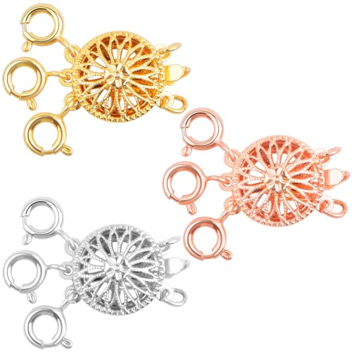 3 x vergoldete Messing-Trennverschlüsse für Halsketten, Schichten, verhedderungsfrei, Sicherheitsverschluss, Konverterverbinder für Damen, mehrsträngige Halsketten, Armbänder, 3 Farben 3 x vergoldete Messing-Trennverschlüsse für Halsketten, Schichten, verhedderungsfrei, Sicherheitsverschluss, Konverterverbinder für Damen, mehrsträngige Halsketten, Armbänder, 3 Farben von JMKTOOL