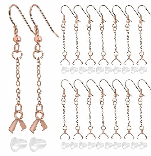 Französische Ohrringhaken aus Edelstahl, hypoallergen, mit Perlenketten, Klemmverschlüsse und 20 Ohrring-Sicherheitsverschlüssen für DIY-Schmuckherstellung, Roségold, 20 Stück Französische Ohrringhaken aus Edelstahl, hypoallergen, mit Perlenketten, Klemmverschlüsse und 20 Ohrring-Sicherheitsverschlüssen für DIY-Schmuckherstellung, Roségold, 20 Stück von JMKTOOL