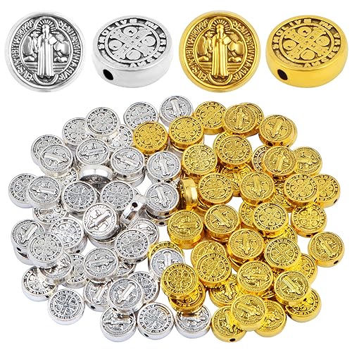 JMKTOOL 100 Stück 9,5 mm runde doppelseitige Jesus-Kreuz-Abstandshalter, katholische Heilige Benedikt-Perlen, religiöse, lose Perlen für selbstgemachte Rosenkranz, Armband, Halskette, JMKTOOL 100 Stück 9,5 mm runde doppelseitige Jesus-Kreuz-Abstandshalter, katholische Heilige Benedikt-Perlen, religiöse, lose Perlen für selbstgemachte Rosenkranz, Armband, Halskette, von JMKTOOL