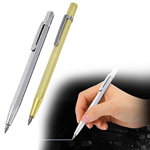 Metal Plate Glass Marker Lettering Pen - Metal Scribe Tool, Tungsten Steel Scribing Pen, for Ceramics and Glass (C-Gold+Silver) von JMNJ