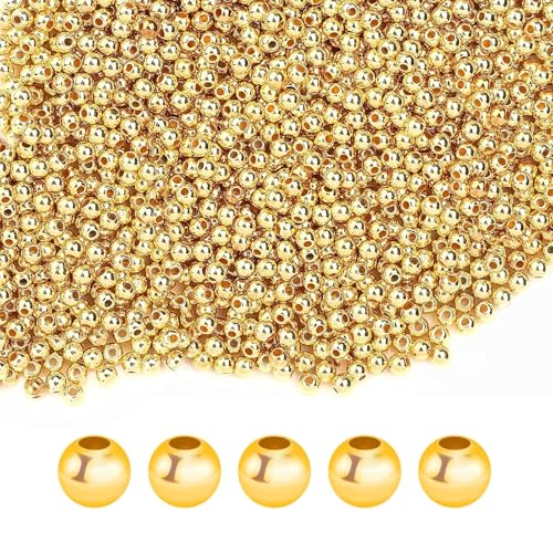 Goldene Perlen 3mm 2000 Stk Gold Runde Abstandshalter Perlen Gold Kunststoff Goldperlen Glatte Runde Abstandsperlen für Armband Goldene Perlen 3mm 2000 Stk Gold Runde Abstandshalter Perlen Gold Kunststoff Goldperlen Glatte Runde Abstandsperlen für Armband von JMOOT