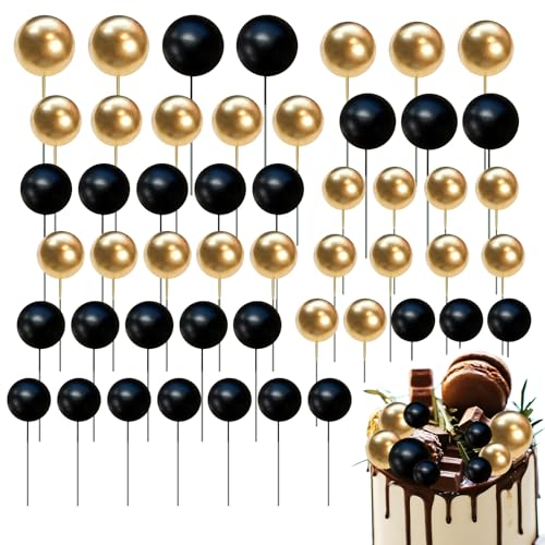 Tortendeko Kugeln Cake Topper 50 Stück Kuchen Deko Tortenaufsatz Kugel Schwarz und Gold Ballon Kuchenaufsätze für Geburtstagsfeier Tortendeko Kugeln Cake Topper 50 Stück Kuchen Deko Tortenaufsatz Kugel Schwarz und Gold Ballon Kuchenaufsätze für Geburtstagsfeier von JMOOT