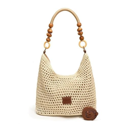Gehäkelte Tasche Gehäkelte Tragetasche for Damen, Netzstoff, for den Strand, Sommer, Umhängetasche, verstellbarer Riemen, Handtasche mit großer Kapazität, Hobo-Tasche for Reisen und Urlaub(Brown,S 33x Gehäkelte Tasche Gehäkelte Tragetasche for Damen, Netzstoff, for den Strand, Sommer, Umhängetasche, verstellbarer Riemen, Handtasche mit großer Kapazität, Hobo-Tasche for Reisen und Urlaub(Brown,S 33x von JMORCO