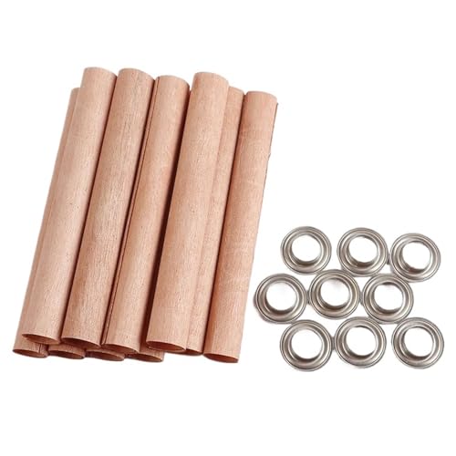 JMORCO Kerzendocht Dochte for Kerzen aus Holz, rund, röhrenförmig, rauchfrei, zylindrisch, mit Sockel for die Kerzenherstellung for Selbermachen, 10 Stück(6 x 70 mm) von JMORCO