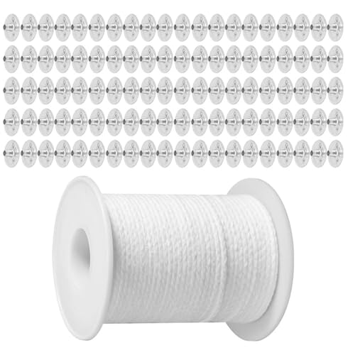 JMORCO Kerzendocht Kerzen-DIY-Werkzeugset, 1 Rolle 200 Fuß/61 m Baumwolldochtkern mit 100 Dochthaltern for die Kerzenherstellung JMORCO Kerzendocht Kerzen-DIY-Werkzeugset, 1 Rolle 200 Fuß/61 m Baumwolldochtkern mit 100 Dochthaltern for die Kerzenherstellung von JMORCO