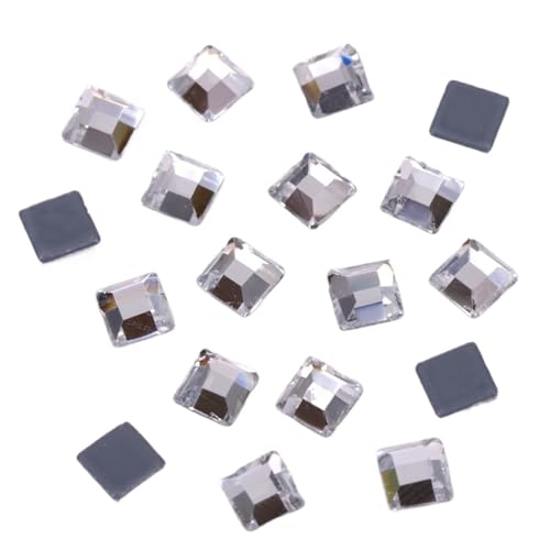 Strasssteine Kristallklare, quadratische Hotfix-Strasssteine ​​zum Aufbügeln auf Kristalle mit flacher Rückseite (Color : Crystal Clear, Size : 50PCS_4MM) von JMORCO