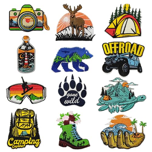 JMZLLRX 12 Stück Camping Thema Applikationen Patches zum Aufbügeln, Flicken Patches Sticker für Kleidung Kleid Jeans Hosen Hüte Rucksäcke Nähen Applique DIY Zubehör JMZLLRX 12 Stück Camping Thema Applikationen Patches zum Aufbügeln, Flicken Patches Sticker für Kleidung Kleid Jeans Hosen Hüte Rucksäcke Nähen Applique DIY Zubehör von JMZLLRX
