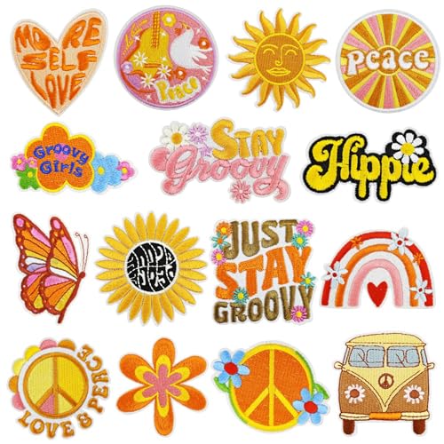 JMZLLRX 15 Stück Vintage Hippie Patches zum Aufbügeln, Orange Flicken Patches Sticker für Kleidung Kleid Jeans Hosen Hüte Rucksäcke Nähen Applique DIY Zubehör JMZLLRX 15 Stück Vintage Hippie Patches zum Aufbügeln, Orange Flicken Patches Sticker für Kleidung Kleid Jeans Hosen Hüte Rucksäcke Nähen Applique DIY Zubehör von JMZLLRX