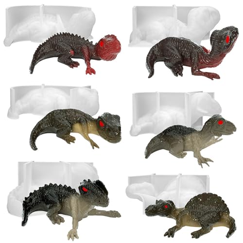 JMZLLRX 6 Stück Dinosaurier Epoxid Harzformen, Resin Silikonformen für Epoxidharz für DIY Seife Kerzenherstellung Heim Desktop Dekoration von JMZLLRX