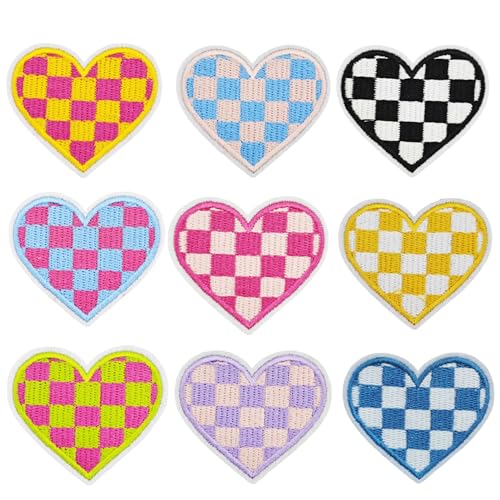JMZLLRX 9 Stück Kariertes Herz Applikationen Patches, Patches zum Aufbügeln, Patch Sticker für für Kleidung, Jacken, Rucksäcke, Jeans, Applique DIY Accessoire JMZLLRX 9 Stück Kariertes Herz Applikationen Patches, Patches zum Aufbügeln, Patch Sticker für für Kleidung, Jacken, Rucksäcke, Jeans, Applique DIY Accessoire von JMZLLRX