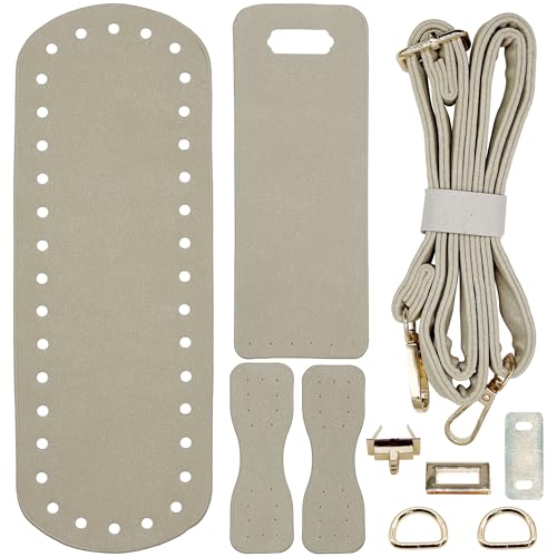 JMZLLRX DIY PU Ledertasche Strickset, Taschenboden zum Häkeln Einlegeboden mit Löchern Karabinerhaken Verschlüsse für Handtasche, Beige JMZLLRX DIY PU Ledertasche Strickset, Taschenboden zum Häkeln Einlegeboden mit Löchern Karabinerhaken Verschlüsse für Handtasche, Beige von JMZLLRX