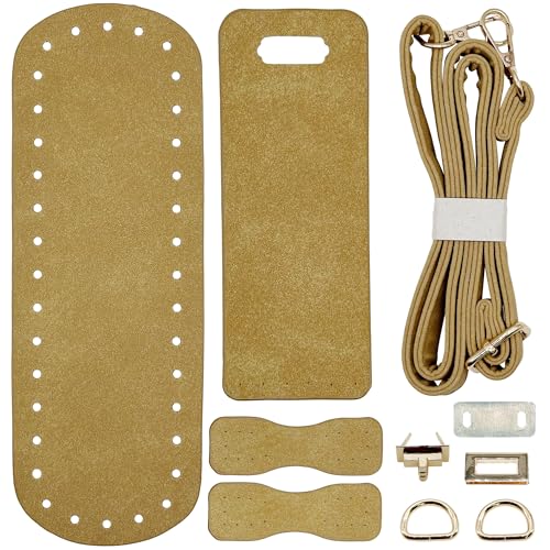 JMZLLRX DIY PU Ledertasche Strickset, Taschenboden zum Häkeln Einlegeboden mit Löchern Karabinerhaken Verschlüsse für Handtasche, Khaki JMZLLRX DIY PU Ledertasche Strickset, Taschenboden zum Häkeln Einlegeboden mit Löchern Karabinerhaken Verschlüsse für Handtasche, Khaki von JMZLLRX