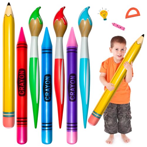 Aufblasbare Buntstifte, Luftballons, 109 cm, riesig, für Schulanfang, aufblasbare Bleistifte, Pinselballon, für Schule, Party, Dekoration, 9 Stück Aufblasbare Buntstifte, Luftballons, 109 cm, riesig, für Schulanfang, aufblasbare Bleistifte, Pinselballon, für Schule, Party, Dekoration, 9 Stück von JMZYJZH
