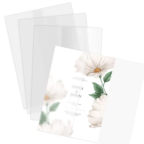 Pergamentjacken - 200 Pack gefaltete Pergamentjacke für 5 x 7 Einladungen, durchscheinendes Pergamentpapier für Einladungen, Grußkarten, Fotodrucke von AosBet