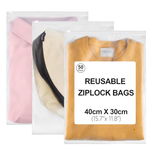 50 Stück Zip Beutel, 40x30 cm, GroßE Wiederverwendbare Und Matte Zipper Beutel, Aufbewahrungsbeutel FüR Kleidung, Reisen, UnterwäSche, HandtüCher Und Schuhe, mit Belüftungslöchern 50 Stück Zip Beutel, 40x30 cm, GroßE Wiederverwendbare Und Matte Zipper Beutel, Aufbewahrungsbeutel FüR Kleidung, Reisen, UnterwäSche, HandtüCher Und Schuhe, mit Belüftungslöchern von JNBGTU