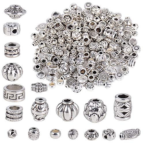 100g Zwischenperlen Metall Metallperlen Perlenkappen Perlen für Armbänder zum Basteln Bastelperlen Set mit Loch zum Auffädeln Schmuckzubehör (Stil D) von JNCH