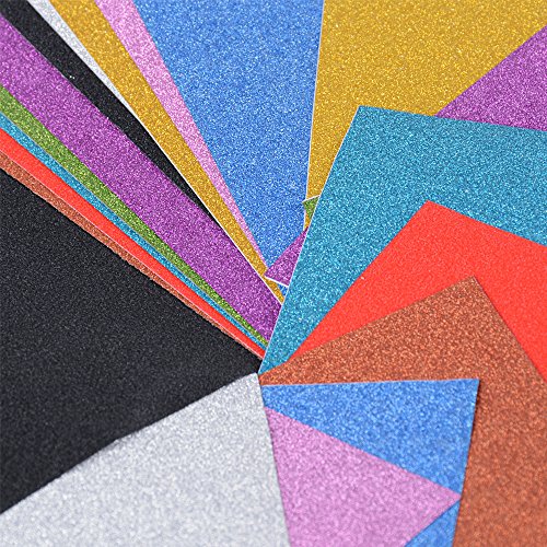 20 Blatt Glitzer Papier selbstklebend Glitter Karte Bastelpapier Papier Glitzer glänzend Glitterkarton A4 10 Farben für DIY Craft Album Handwerk Scrapbooking von JNCH