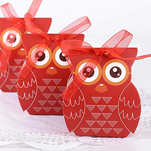 JNCH 50 STK Papier Geschenkbox Geschenkschachtel Eule Hochzeitsfest Geschenk Verpackung Bevorzugung Geschenk Candy Rot von JNCH