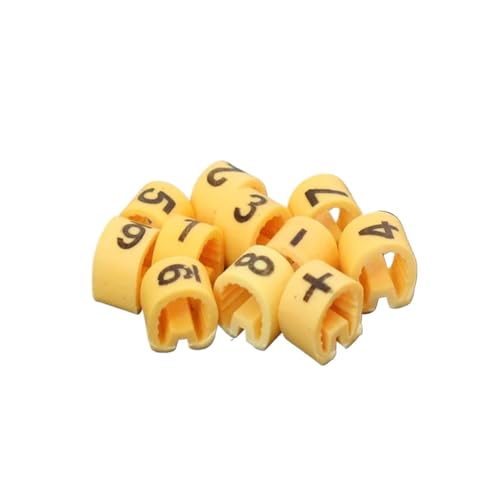 Labels Kabeletiketten, 10 Gitter, 0,5 0,75 1,0 1,5 2,5 4,0 6,0 10,0 16 25 35 mm², PVC, gelbe Kabelmarkierungen, Pflaumenschlauch, 0–9, verschiedene Nummern-Kits(0.5mm2 500pcs) von JNHGSHUAISDF