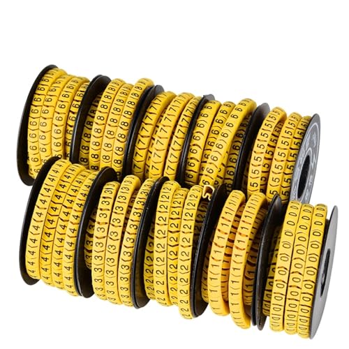 Labels Kabeletiketten, 10 Rollen, Kabelmarkierungen, Nummernrohr EC 1/2,5/4/6, quadratisch, 0 bis 9, Drahtetiketten, Rohrnetzwerk, Leitungshülse, konkav, rutschfest, PVC-Isolierung(6 Square) von JNHGSHUAISDF