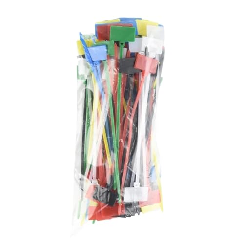 Labels Kabeletiketten, 100 Stück, Easy Mark, 4 x 150 mm, Nylon-Kabelbinder, Etiketten, Kunststoff-Klettbänder, Markierungen, Kabelanhänger, selbstsichernde Kabelbinder(100pcs Random Color) von JNHGSHUAISDF