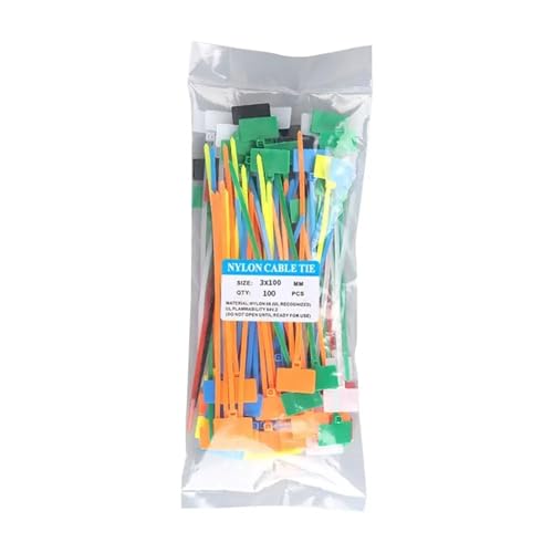 Labels Kabeletiketten, 100 Stück, bunte Kabelbinder aus Nylon, Etikettenband aus Kunststoff, einfache Markierung von Etiketten, selbstsichernde Kabelbinder, Maschendrahtmarkierungswerkzeuge(Multicolor von JNHGSHUAISDF