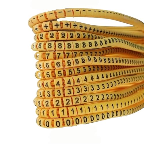 Labels Kabeletiketten, 120/600 Stück, gelbe Kabelmarkierungen EC-0/1/2/3/5/8, 0,5 0,75 1, 1,5 2,5 4, 6 8 10 12 16 25 35 mm² for Schläuche mit Drahtdurchmesser(1.0mm2 600pcs) von JNHGSHUAISDF