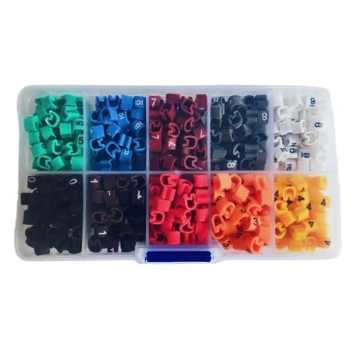 Labels Kabeletiketten, 150–500 Stück, EC-0, EC-1, EC-2, Kabelmarkierung, Drahtmarkierung, Nummer 0 bis 9, Kabelgröße 1,5 mm², gemischte farbige PVC-Markierung(Ec-2-250pcs) von JNHGSHUAISDF