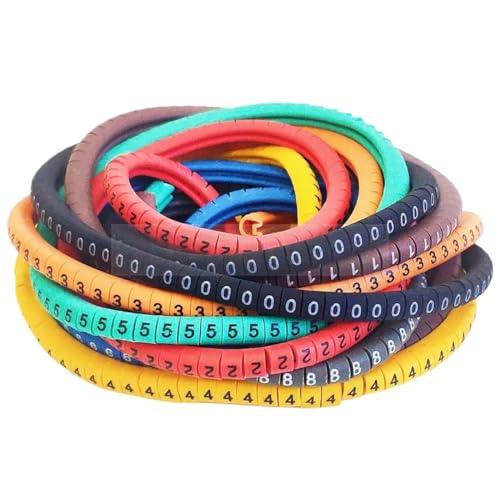 Labels Kabeletiketten, Kabelmarkierungsetikett EC-0, 5000 Stück, Drahtmarkierung, Nummer 0 bis 9, Kabelmanagement, farbige Drahtisolierung, PVC-Draht-Organizer-Hülsen(Ec-0-5000pcs-color) von JNHGSHUAISDF