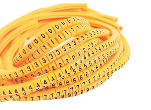 Labels Kabeletiketten, Kabelmarkierungsetikett EC-0, 5000 Stück, Drahtmarkierung, Nummer 0 bis 9, Kabelmanagement, farbige Drahtisolierung, PVC-Draht-Organizer-Hülsen(Ec-0-5000pcs-yellow) von JNHGSHUAISDF