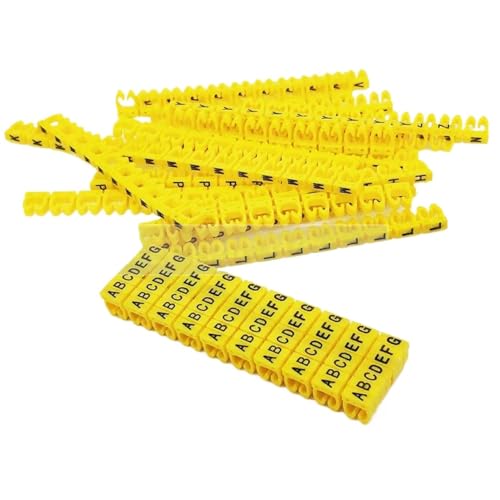 Labels Kabeletiketten Kunststoff C-Typ Clip auf Kabelmarkierungsetikett EC-0 Drahtmarkierung alphabit AZ Kabelgröße 1,5 qmm Gelbe Kabelmarkierungen aus Kunststoff(M-1-plastic-a-z) von JNHGSHUAISDF