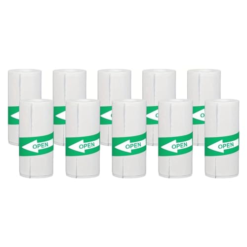 JNJOOD 10 Stück Mini Thermodrucker Druckpapier selbstklebende Etiketten schwarz auf für alle Drucker bis 57 x 30 mm von JNJOOD