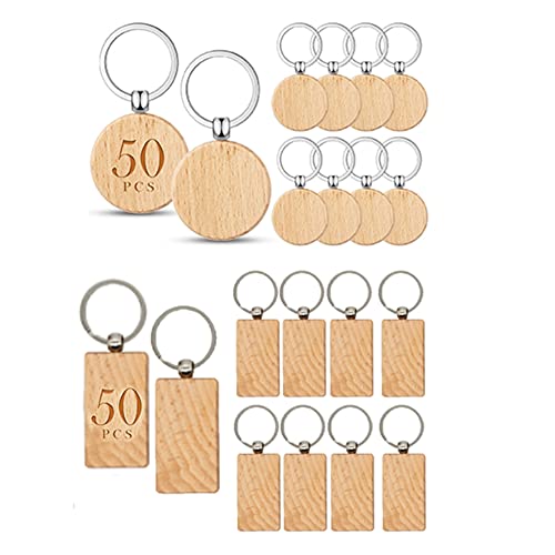 JNJOOD 100 Stück Blanks aus unbehandeltem Holz zum Basteln (rund + rechteckig) von JNJOOD
