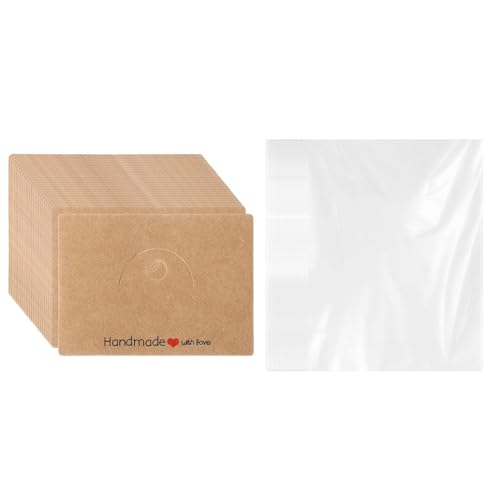 JNJOOD 100 Stück Ohrringständer mit Beutel, Schmuckhalter aus Kraftpapier für Halsketten, Schmuckkarten mit 100 selbstdichtenden Beuteln JNJOOD 100 Stück Ohrringständer mit Beutel, Schmuckhalter aus Kraftpapier für Halsketten, Schmuckkarten mit 100 selbstdichtenden Beuteln von JNJOOD