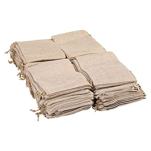 JNJOOD 100 Stück Segeltuch Beutel Kordelzug Beutel Verpackung Gepäck Schmuck Säcke für Hochzeit Handwerk DIY Geburtstag Weihnachten von JNJOOD
