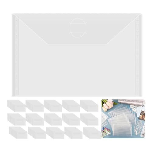 JNJOOD 150 wiederverschließbare Umschläge aus Kunststoff mit Taschen für transparente Stempel, gestanzt, Papier für Album JNJOOD 150 wiederverschließbare Umschläge aus Kunststoff mit Taschen für transparente Stempel, gestanzt, Papier für Album von JNJOOD