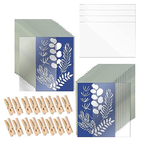 JNJOOD 20 Blatt Solardruckpapier Naturdruckpapier für Kinder Erwachsene DIY mit Klemme von JNJOOD