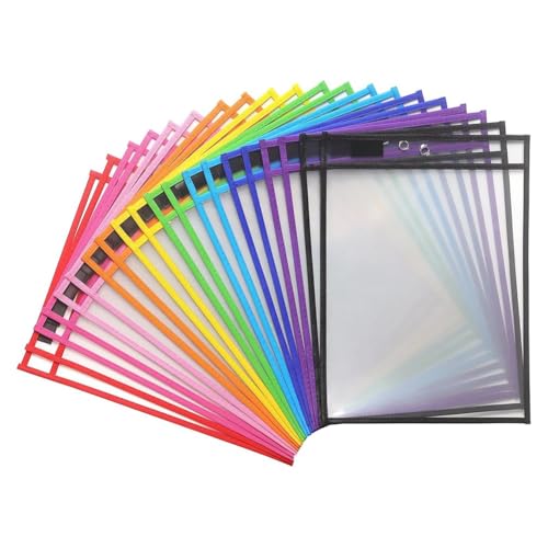 JNJOOD 20 Packungen trocken abwischbare Taschen mit Ringen, Kartenhalter, transparente Schutzblätter für Lehrer, Klassenzimmer JNJOOD 20 Packungen trocken abwischbare Taschen mit Ringen, Kartenhalter, transparente Schutzblätter für Lehrer, Klassenzimmer von JNJOOD