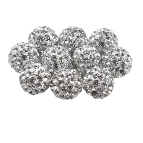 JNJOOD 200 Stück 10 mm Strass Perlen für Diskokugel-Armbänder glitzernde Perlen Weiß für die Schmuckherstellung JNJOOD 200 Stück 10 mm Strass Perlen für Diskokugel-Armbänder glitzernde Perlen Weiß für die Schmuckherstellung von JNJOOD