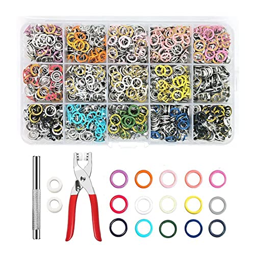 JNJOOD 300 Sets Druckknöpfe aus Edelstahl Druckknöpfe aus Metall mit Schnappverschluss Werkzeug für Kleidung, Leder, Nähen (15 Farben) von JNJOOD