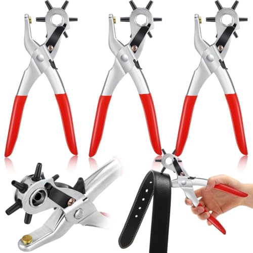 JNJOOD 3er-Pack Gürtellocher für Leder, Locher zum Basteln, Gürtellocher, 6 Verschiedene Lochgrößen für Revolverstanzwerkzeug JNJOOD 3er-Pack Gürtellocher für Leder, Locher zum Basteln, Gürtellocher, 6 Verschiedene Lochgrößen für Revolverstanzwerkzeug von JNJOOD