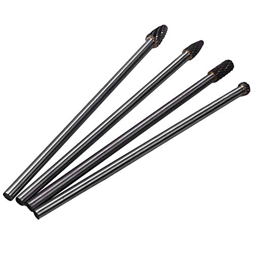 JNJOOD 4-Zoll-Bit-Set aus Wolframkarbid, doppelt geschnitten, eine lange Spitze mit 4 Stück, Anschluss von 6 Zoll von JNJOOD