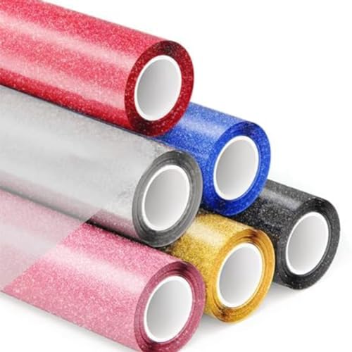 JNJOOD 6 Stück Thermotransfer-Vinyl Glitter HTV zum Aufbügeln wie abgebildet. von JNJOOD