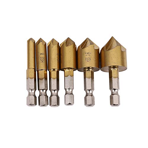 JNJOOD 6 X 5 Kamin 90 Grad 1/4 Hex HSS Bohrer Set Fase Cutter 6-19 von JNJOOD