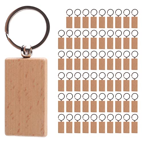 JNJOOD 60 Stück Rechteck aus Holz DIY Anhänger Schlüssel können DIY Geschenke gravieren von JNJOOD