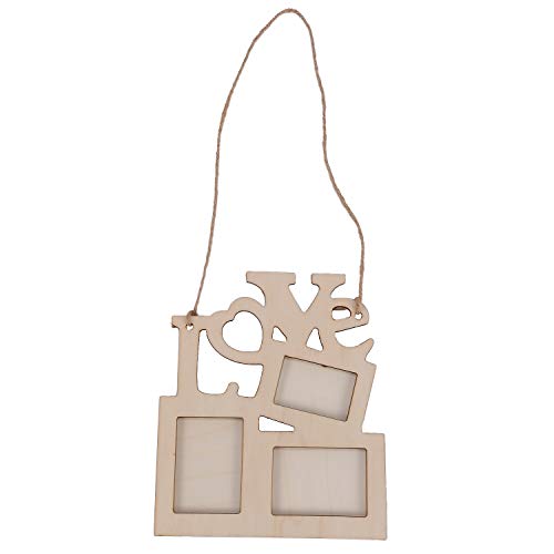 JNJOOD Bilderrahmen aus Holz mit Motiv "Lovely Hollow Love Family", Fotorahmen, Kunst, DIY, Home Desk Decor, Fotorahmen, Dekoration von JNJOOD