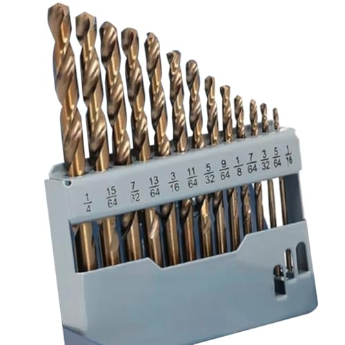 JNJOOD Cobalt-Bohrer-Set M35 HSS Spiralbohrer in Jobber-Länge für Gehärteten Stahl, Edelstahl, Gusseisen (13 Stück) von JNJOOD