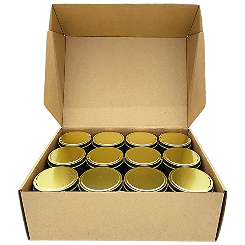 JNJOOD Kerzendosen, 24 Stück, 113 ml, Metall-Kerzenbehälter für die Herstellung von Kerzen, Kunst und , trockene Aufbewahrung, Gold von JNJOOD