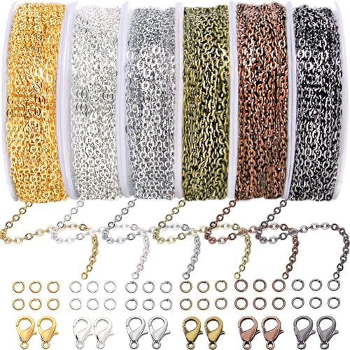 JNJOOD Ketten zur Schmuckherstellung, Gliederketten mit 9,8 Fuß für die Herstellung von Schmuck, Halsketten, Ohrringen, Armbändern, Bastelsets JNJOOD Ketten zur Schmuckherstellung, Gliederketten mit 9,8 Fuß für die Herstellung von Schmuck, Halsketten, Ohrringen, Armbändern, Bastelsets von JNJOOD