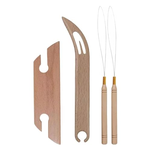 JNJOOD Kit für professionelles Weben aus abgeschrägtem Holz, Strickrahmen, Werkzeuge für Weberei von JNJOOD